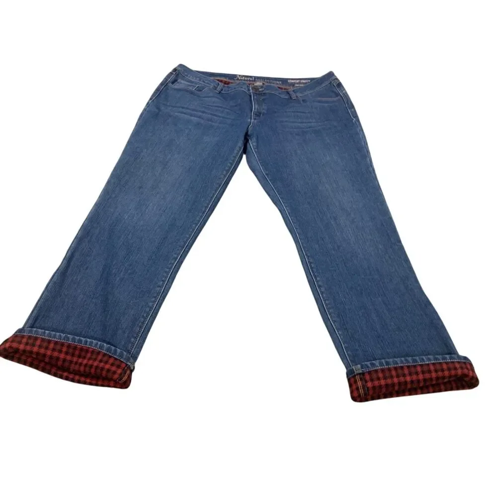 Natural Reflections Womens Flannel Lined Medium Wash Jeans 16 Outdoors Workwear